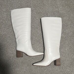 Vince Camuto Pointed Toe Boot (wide calf) - color Coconut Cream Suprema Nappa